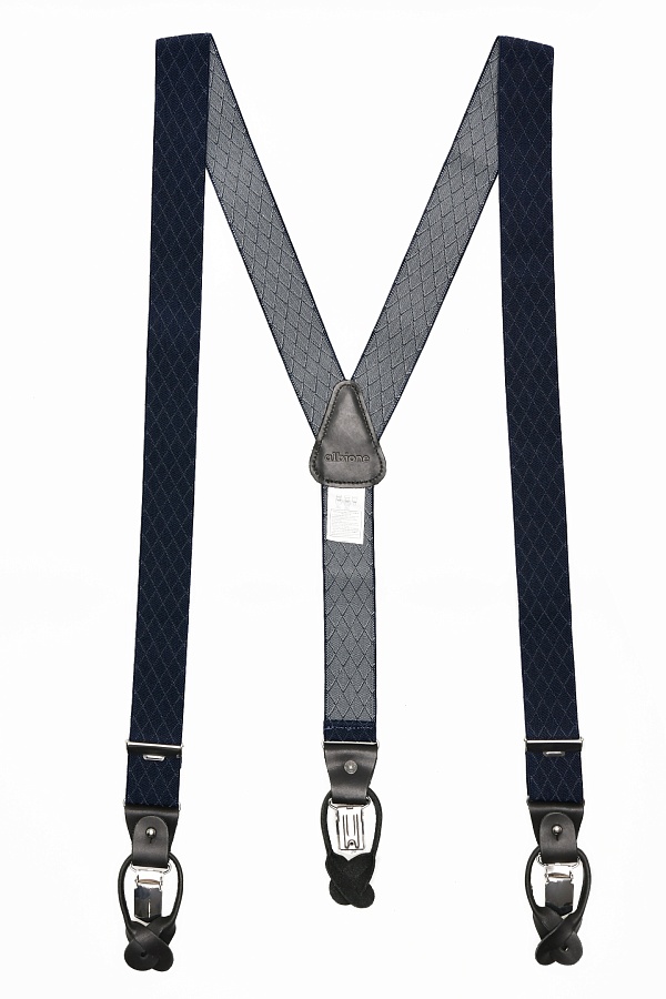 Темно-синие подтяжки в ромб