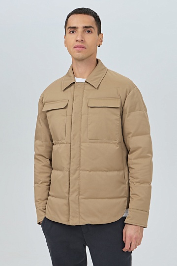 Бежевый ультратонкий пуховик