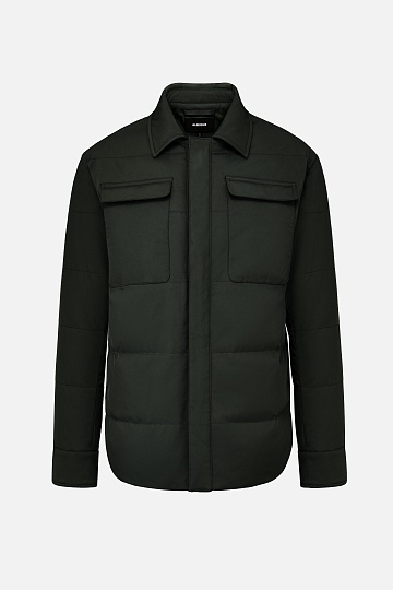 Темно-зеленый ультратонкий пуховик