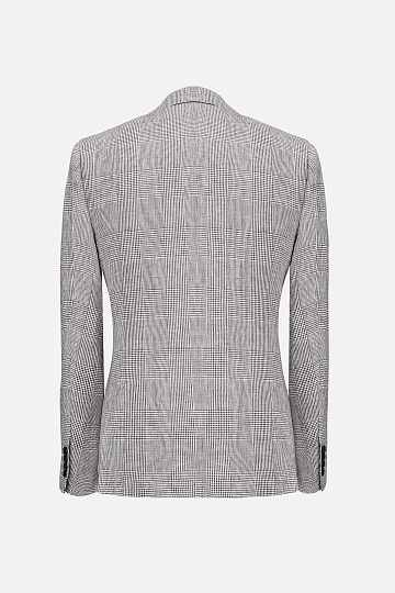 Льняной пиджак серого цвета в крупную клетку