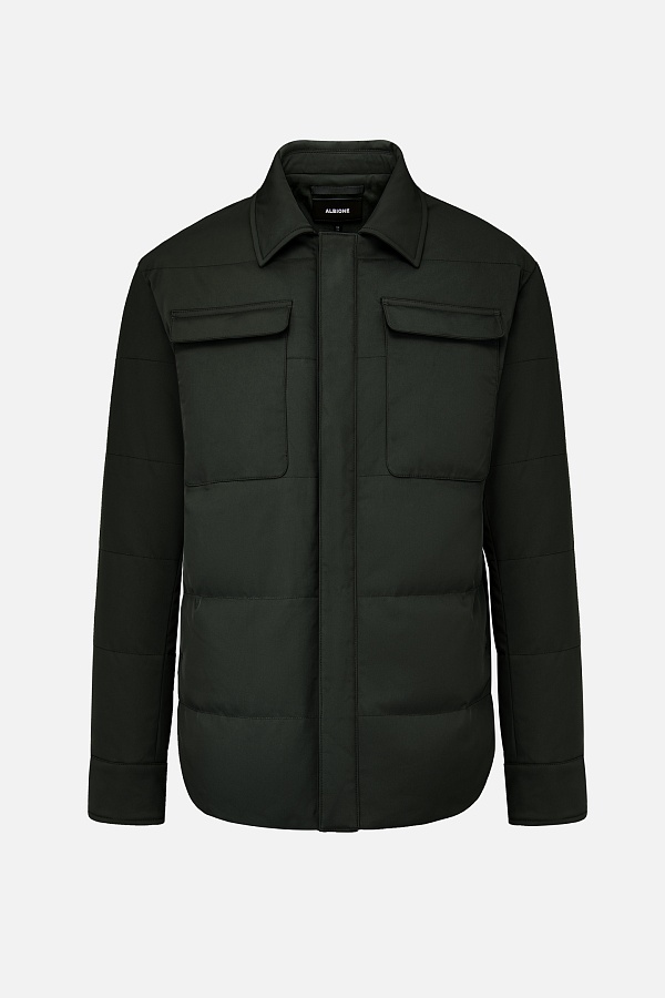 Темно-зеленый ультратонкий пуховик