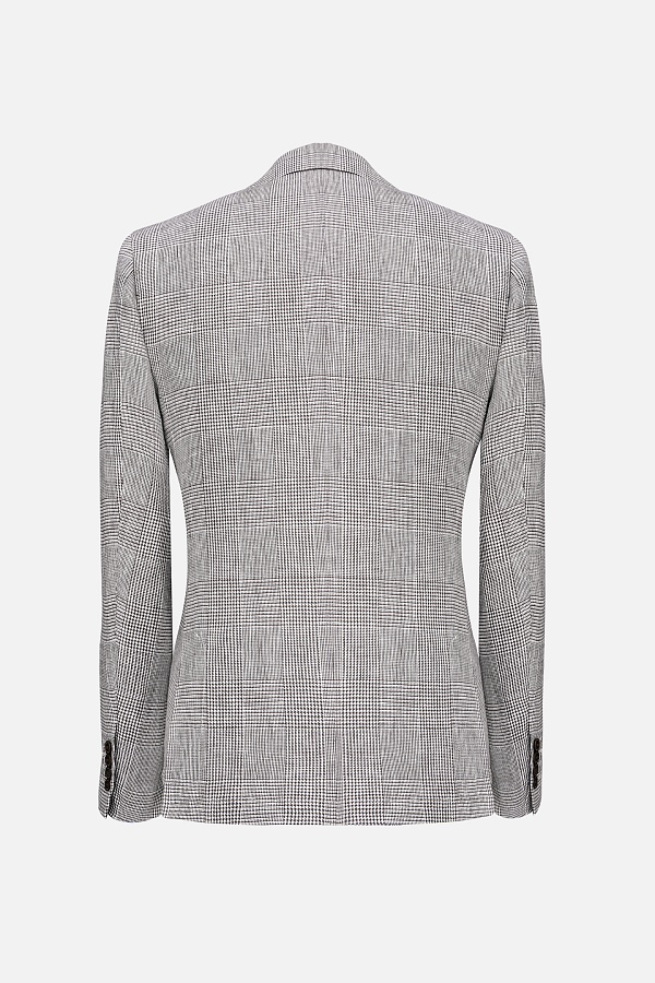 Льняной пиджак серого цвета в крупную клетку