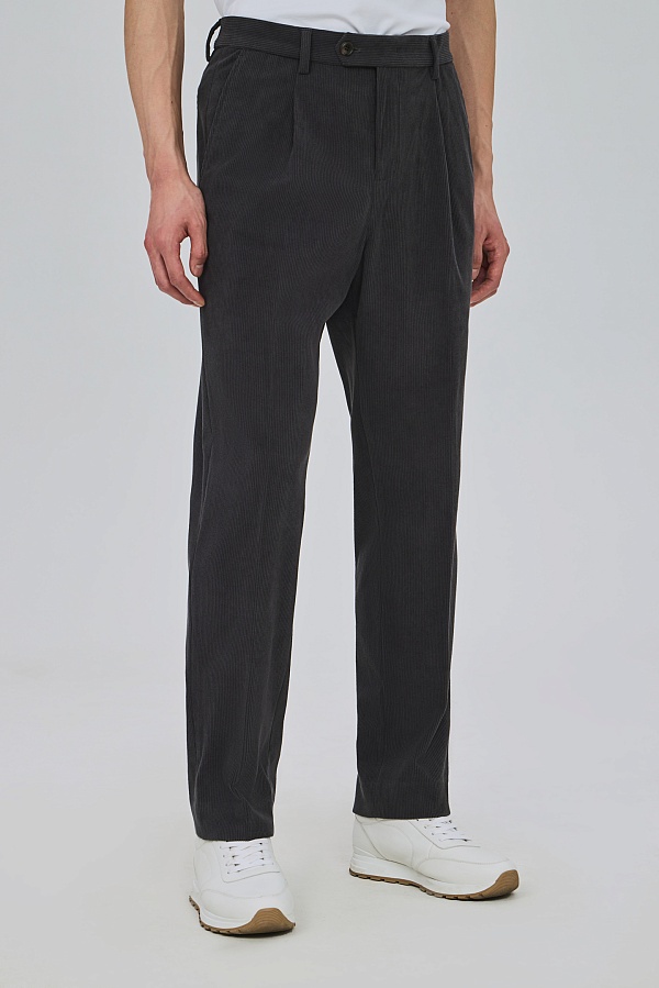 Темно-серые вельветовые брюки