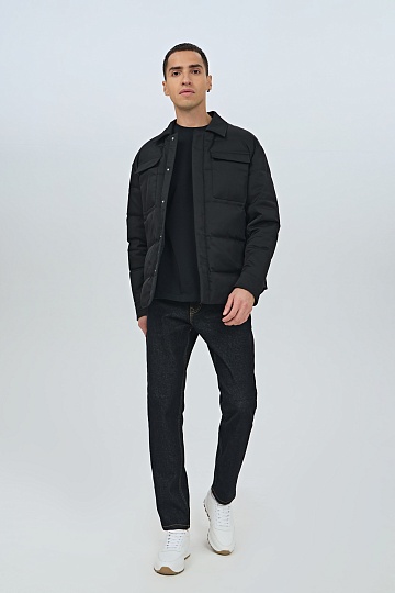 Черный ультратонкий пуховик