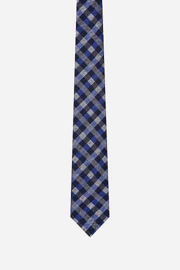 Галстук черного цвета в серо-синий принт