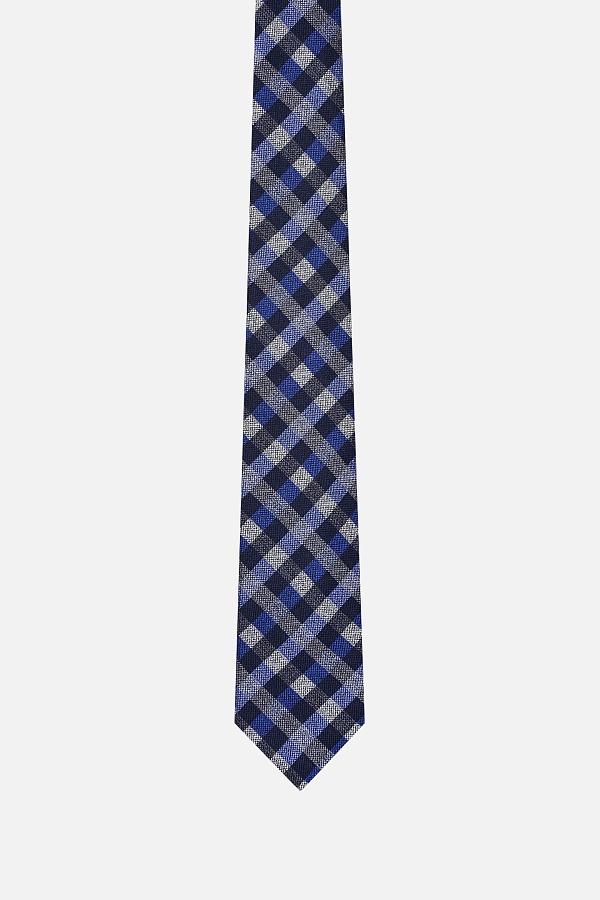 Галстук черного цвета в серо-синий принт