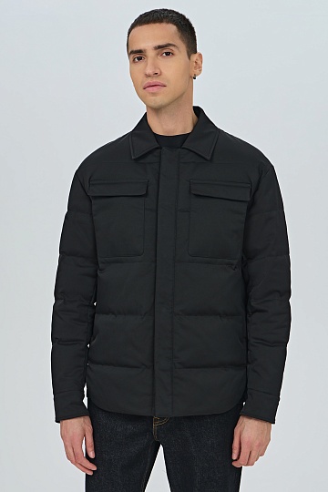 Черный ультратонкий пуховик