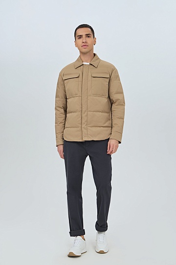 Бежевый ультратонкий пуховик