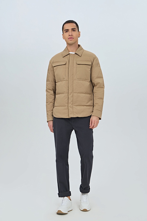 Бежевый ультратонкий пуховик