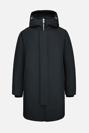 Черная пуховая куртка с капюшоном