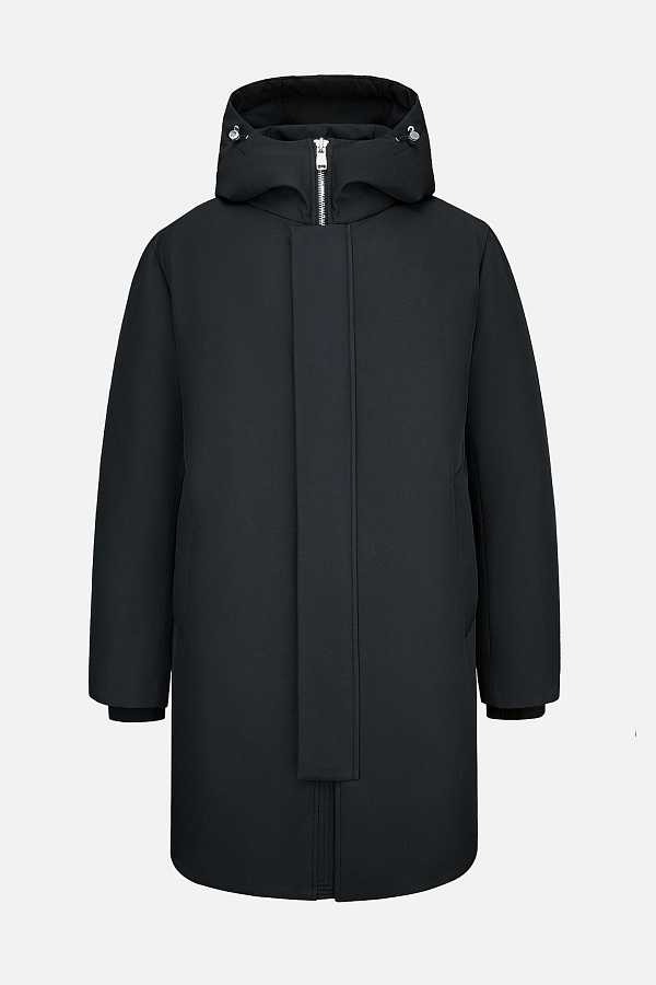 Черная пуховая куртка с капюшоном