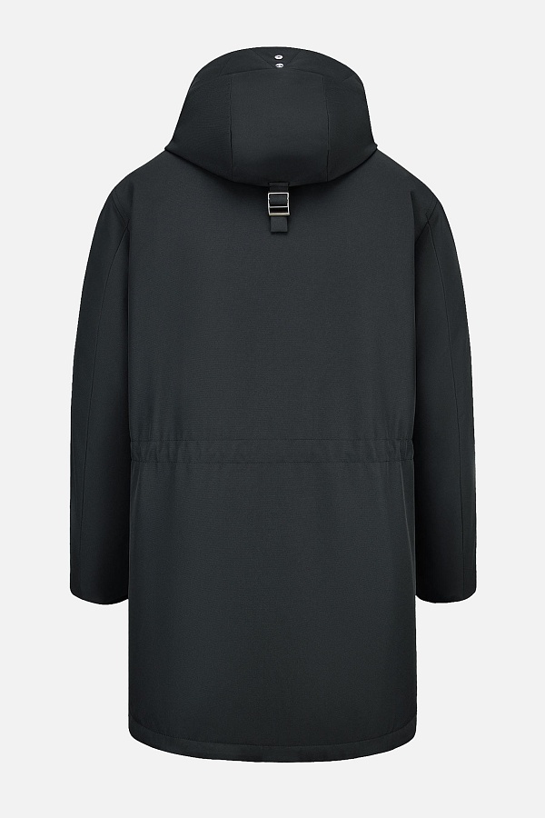 Черная пуховая куртка с капюшоном