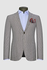 Льняной пиджак серого цвета в крупную клетку