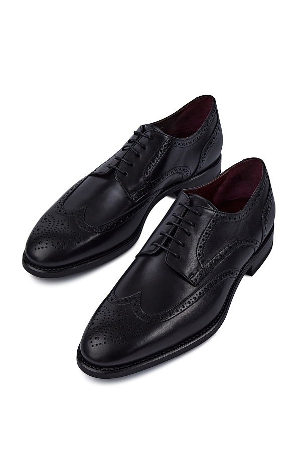 Черные броги из натуральной кожи