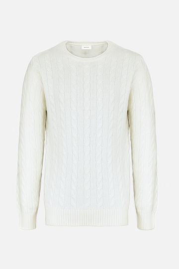 Молочный джемпер с косами