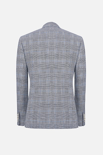 Пиджак серого цвета в голубую полоску