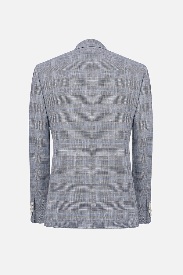 Пиджак серого цвета в голубую полоску