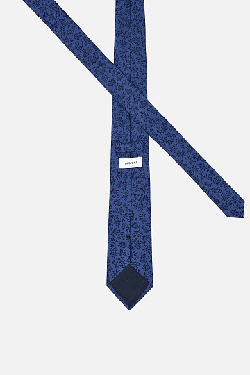 Синий галстук с черным узором