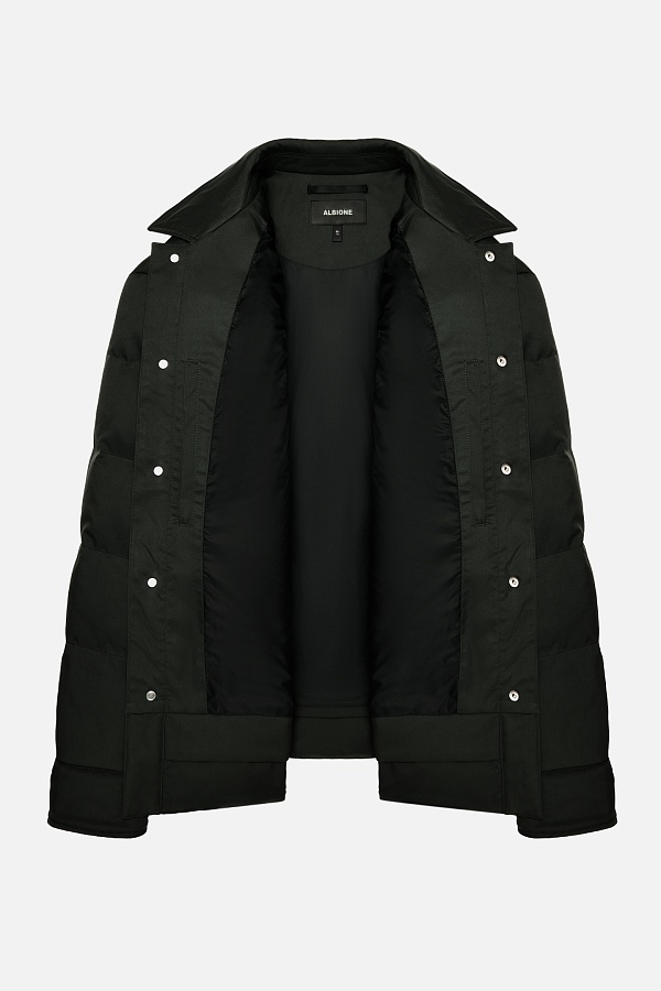 Темно-зеленый ультратонкий пуховик