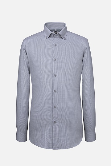 Серая сорочка button-down в мелкую клетку