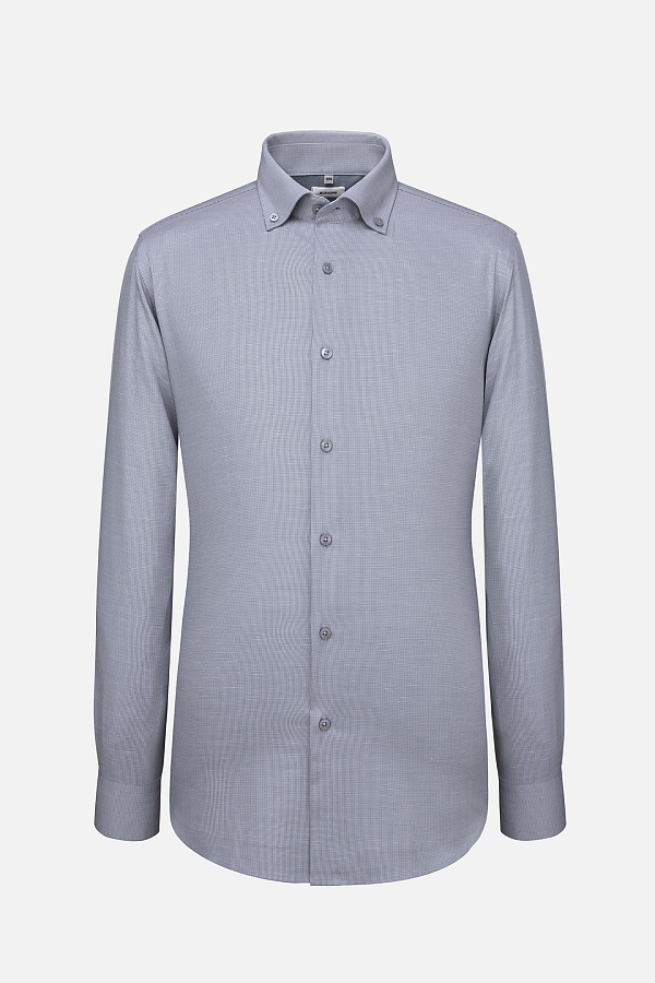 Серая сорочка button-down в мелкую клетку