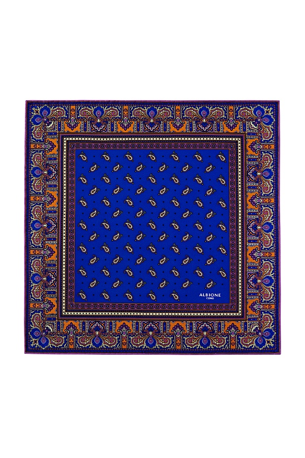 Оранжево-синий платок с узором пейсли