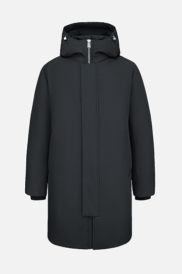 Черная пуховая куртка с капюшоном