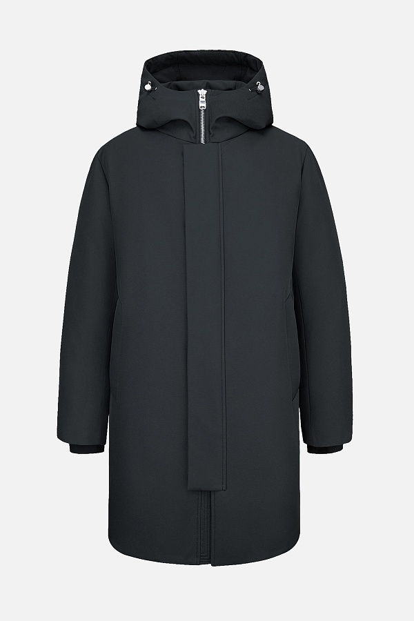 Черная пуховая куртка с капюшоном