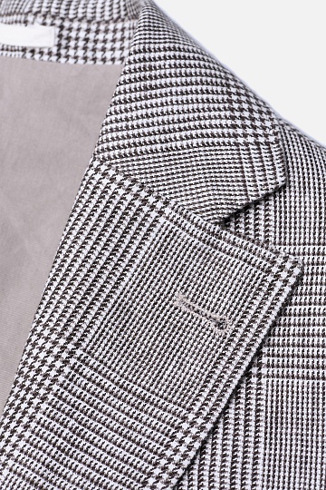 Льняной пиджак серого цвета в крупную клетку