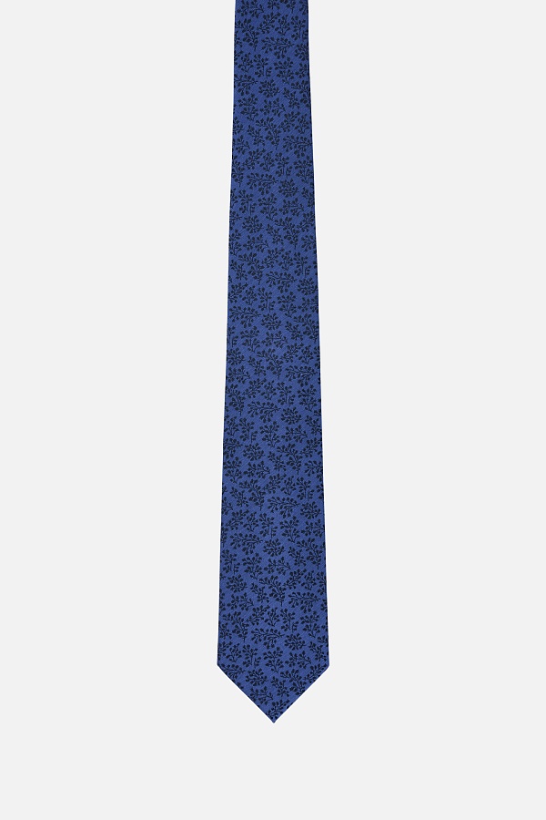 Синий галстук с черным узором