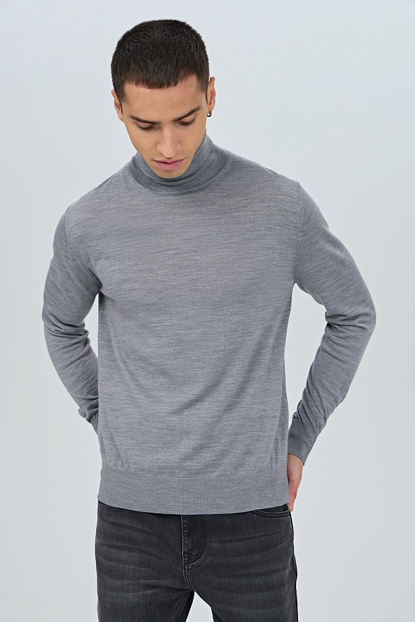 Серая меланжевая водолазка