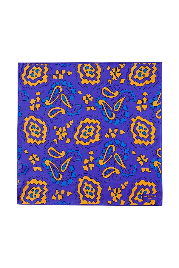 Фиолетово-оранжевый платок с узором цветы