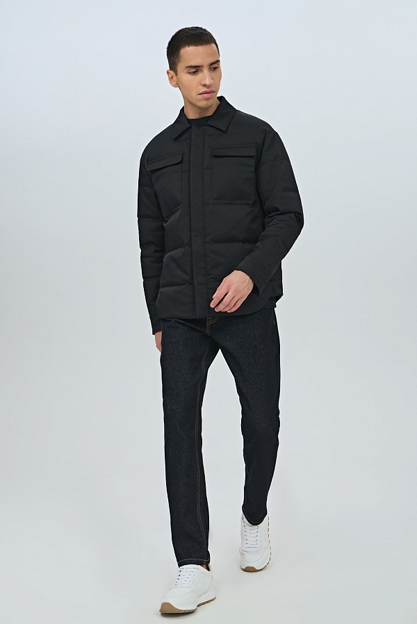 Черный ультратонкий пуховик