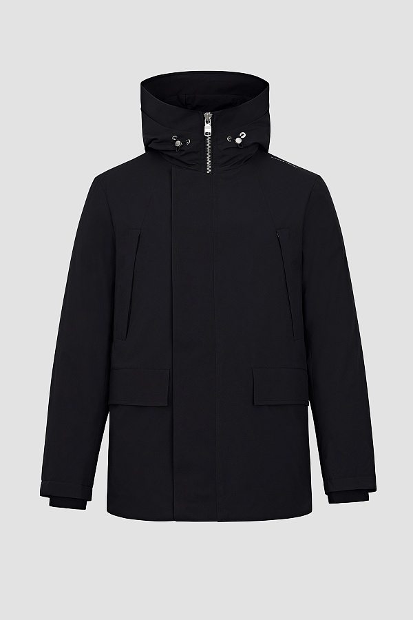 Пуховик с капюшоном, иссиня-черный