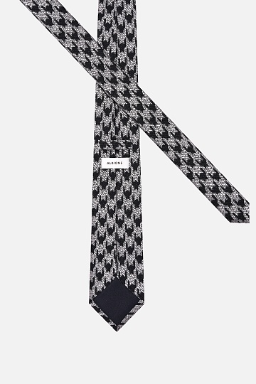 Галстук черного цвета в серый принт