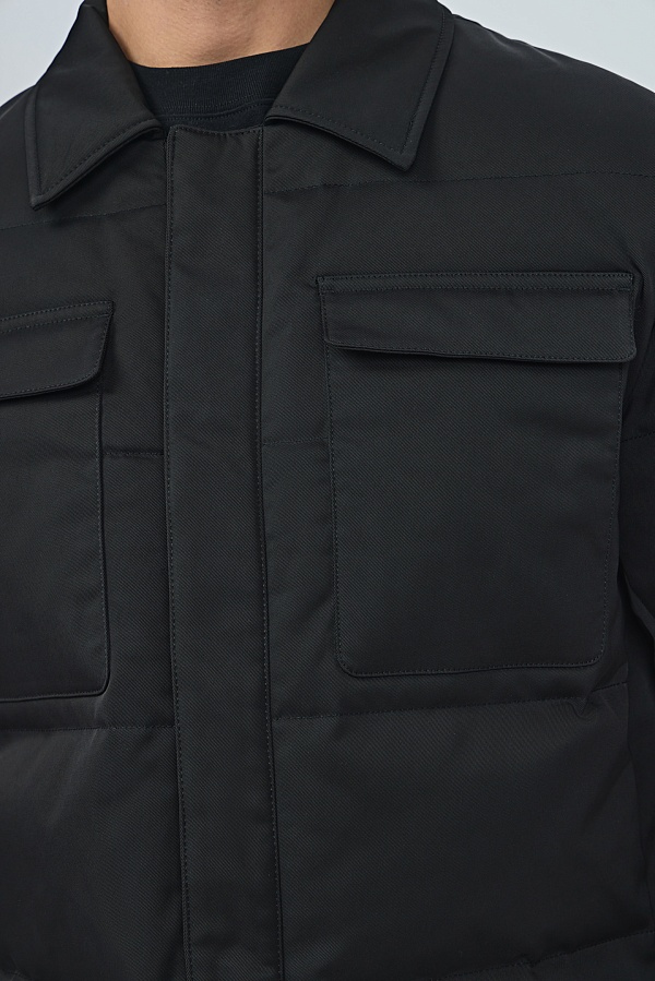 Черный ультратонкий пуховик