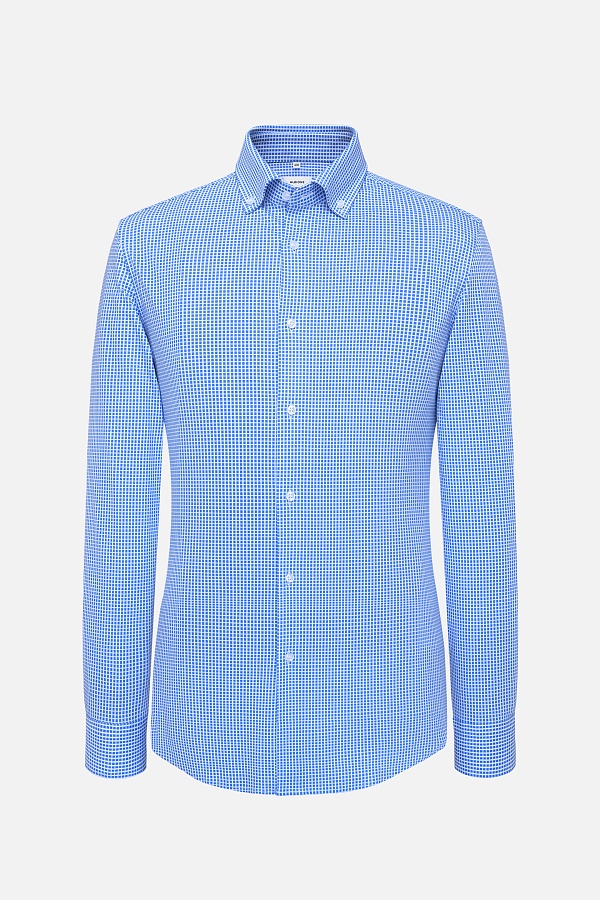 Сорочка голубого цвета в мелкую клетку