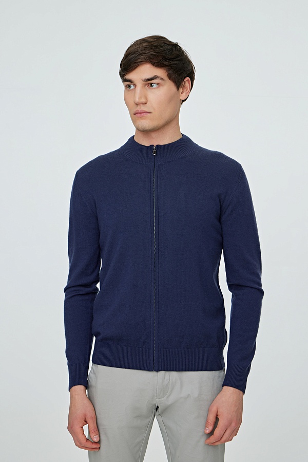 Темно-синий кардиган на молнии